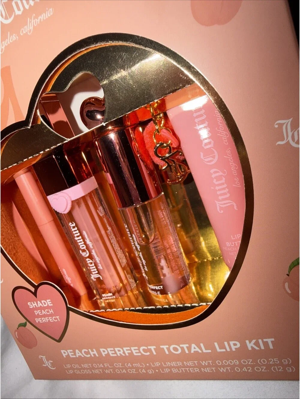 Juicy Couture Peach Perfect Total Lip Kit 4 Pc Lip Oil Lip Liner Lip Gloss Lip
